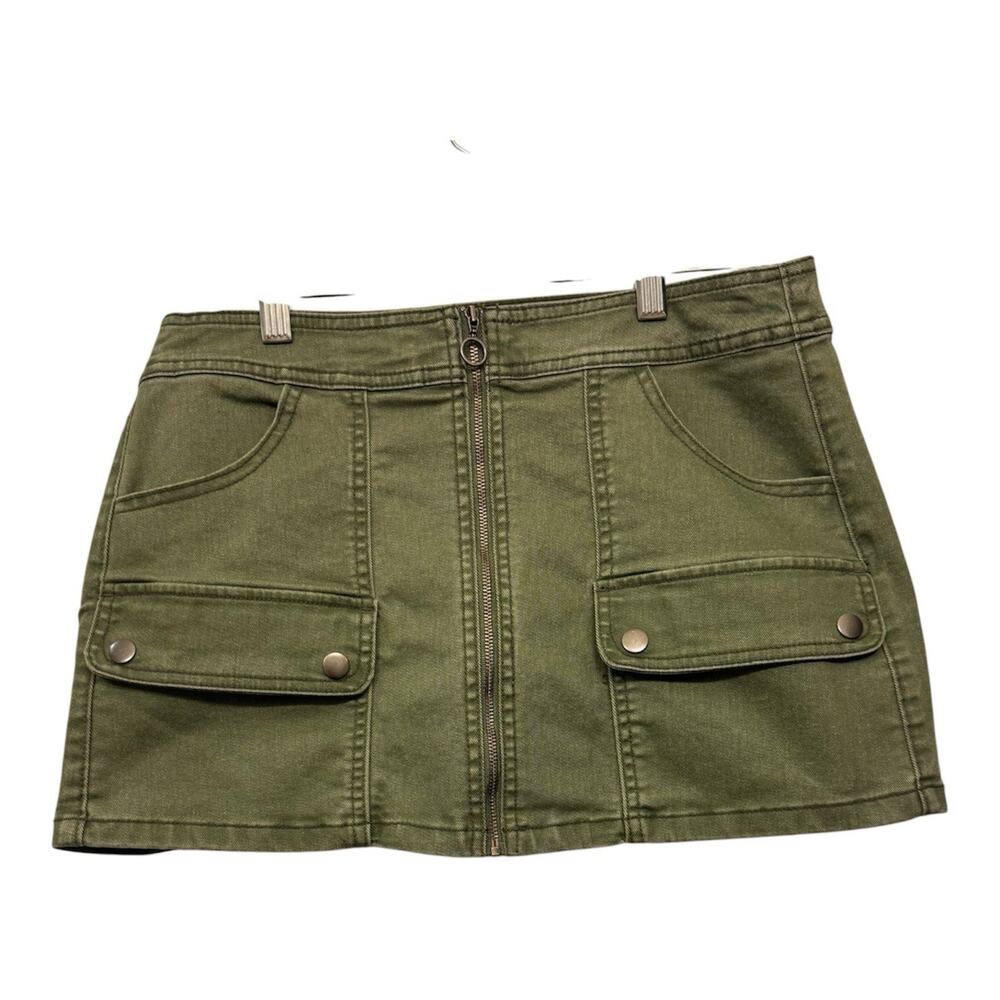 Cargo Zip-front Mini Skirt Olive Green Women’s Small 4-6